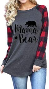 img 2 attached to 👚 Plaid Graphic Printed Raglan Women's Long Sleeve Pullover Tunic Tops for Casual Wear