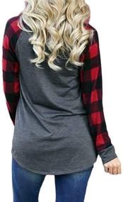 img 1 attached to 👚 Plaid Graphic Printed Raglan Women's Long Sleeve Pullover Tunic Tops for Casual Wear