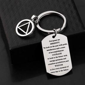 img 1 attached to New Beginnings Recovery Jewelry Dog Tag Keychain - Serenity Prayer & Sobriety Gift for WSNANG, God Grant Me Serenity