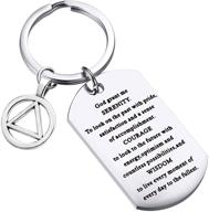 new beginnings recovery jewelry dog tag keychain - serenity prayer & sobriety gift for wsnang, god grant me serenity logo