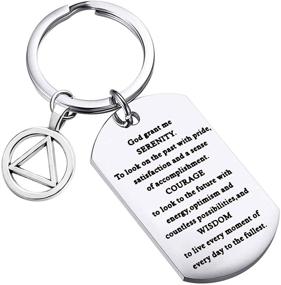 img 4 attached to New Beginnings Recovery Jewelry Dog Tag Keychain - Serenity Prayer & Sobriety Gift for WSNANG, God Grant Me Serenity