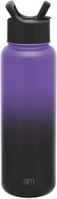 img 3 attached to 40oz Simple Modern Summit Insulated Water Bottle with Straw Lid - Reusable Flask Thermos, Wide Mouth Stainless Steel, Ombre Violet Sky