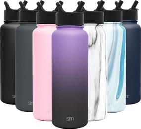 img 4 attached to 40oz Simple Modern Summit Insulated Water Bottle with Straw Lid - Reusable Flask Thermos, Wide Mouth Stainless Steel, Ombre Violet Sky