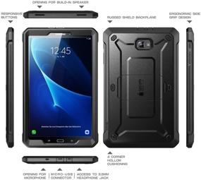 img 3 attached to 🦄 SUPCASE Unicorn Beetle PRO Series Case for Samsung Galaxy Tab A 10.1 inch (2016), with Built-in Screen Protector - Compatible with SM-T580/T585 (No Pen Version), Black