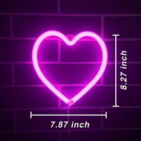 img 2 attached to 💖 Heart Neon Sign Lights for Wall Decor, USB/Battery Operated Decorative Pink Heart Neon Sign, LED Night Light for Valentines Day Decoration, Bedroom, Living Room, Girls Room (Pink)