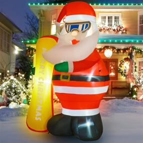 img 3 attached to Rocinha 7FT Christmas Inflatable Santa Claus with &#34;Merry Christmas&#34; Ski, Lighted 🎅 Blow Up Indoor/Outdoor Xmas Decoration - Ideal for Yard, Lawn, Garden, Party, Holiday Décor