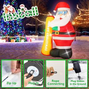 img 1 attached to Rocinha 7FT Christmas Inflatable Santa Claus with &#34;Merry Christmas&#34; Ski, Lighted 🎅 Blow Up Indoor/Outdoor Xmas Decoration - Ideal for Yard, Lawn, Garden, Party, Holiday Décor