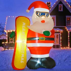 img 4 attached to Rocinha 7FT Christmas Inflatable Santa Claus with &#34;Merry Christmas&#34; Ski, Lighted 🎅 Blow Up Indoor/Outdoor Xmas Decoration - Ideal for Yard, Lawn, Garden, Party, Holiday Décor