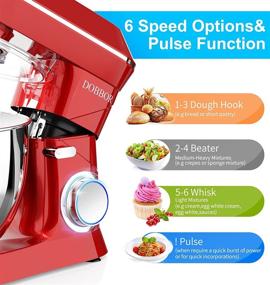 img 1 attached to 🍞 DOBBOR 9.5QT Stand Mixer - 660W Electric Kitchen Stand Mixer with 6+1 Speeds, Tilt-Head, Dough Hook, Whisk, Beater & Mixing Bowl - Ideal for Baking - Red