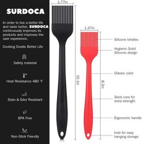img 3 attached to Silicone Pastry Basting Brush Combo - 2 Pack, 10-inch and 8-inch Heat Resistant Brushes for Cooking, Baking, and Food Prep, BPA Free Kitchen Brushes for Sauces, Butters, Oils, with Stainless Steel Core, Great for Barbecue BBQ Grilling