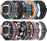 🕘 shuyo 10 pack of soft pattern nylon watch bands for fitbit sense & versa 3 - compatible replacement bands for men and women logo
