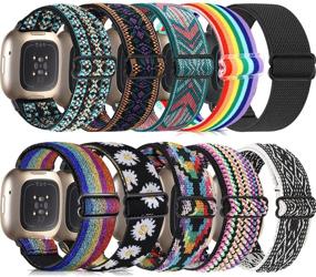 img 4 attached to 🕘 ShuYo 10 Pack of Soft Pattern Nylon Watch Bands for Fitbit Sense & Versa 3 - Compatible Replacement Bands for Men and Women