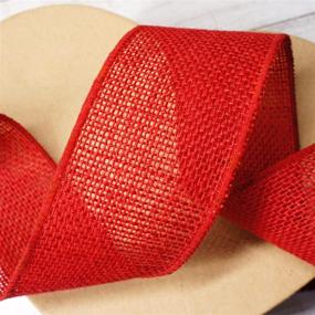 img 2 attached to 🎁 CT CRAFT LLC Burlap Wired Ribbon: Versatile Home Decor, Gift Wrapping & DIY Crafts - Red, 2.5 Inch X 5 Yards X 1 Roll