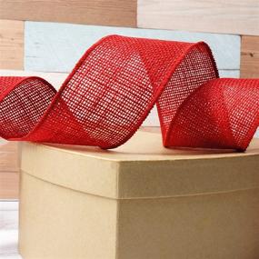 img 3 attached to 🎁 CT CRAFT LLC Burlap Wired Ribbon: Versatile Home Decor, Gift Wrapping & DIY Crafts - Red, 2.5 Inch X 5 Yards X 1 Roll