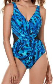 img 3 attached to Miraclesuit Swimwear Crossover V Neckline Swimsuit