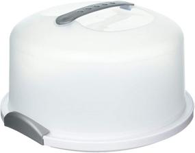 img 2 attached to 🎂 Convenient Extra Large Cake Carrier and Storage Container: Holds up to 12 inch 3-layer Cake with Server - White Gray Translucent Dome for Transporting Cakes, Pies, or Other Desserts