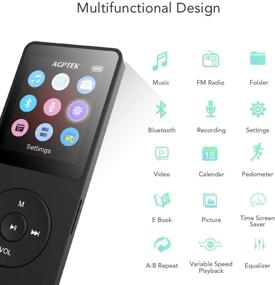 img 1 attached to AGPTEK 8GB Bluetooth MP3 Player, Upgraded A02T Sport Music Player with FM Radio, Voice Recorder, Expandable up to 128GB, Black for Kids and Adults