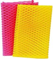 🧽 innovative dish washing net cloths/scourer - odor-free & quick drying - no more mildew smell - perfect scrubber for dishes - 11x11 inches - 2pcs - pink/yellow logo