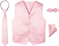 👔 high-quality spring notion boys' 4-piece satin tuxedo vest set: classy elegance for young gentlemen logo