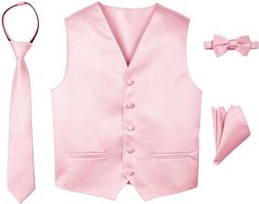 img 4 attached to 👔 High-Quality Spring Notion Boys' 4-Piece Satin Tuxedo Vest Set: Classy Elegance for Young Gentlemen