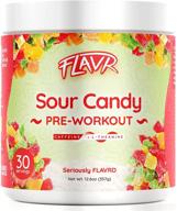 flavr nutrition sour candy pre-workout powder: sugar-free energy supplement for women & men. boost and sustain energy with caffeine + l-theanine. 30 servings. logo