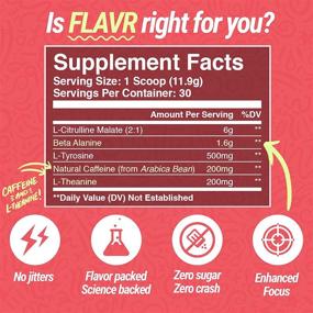 img 3 attached to FLAVR Nutrition Sour Candy Pre-Workout Powder: Sugar-Free Energy Supplement for Women & Men. Boost and Sustain Energy with Caffeine + L-Theanine. 30 Servings.