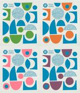 modern abstract designs set of 4 reusable swedish dishcloths/sponge cloth by trendy tripper jenn ski - mid-century style (4 two-tone abstract cobalt pack) логотип