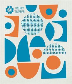 img 2 attached to Modern Abstract Designs Set of 4 Reusable Swedish Dishcloths/Sponge Cloth by Trendy Tripper Jenn Ski - Mid-Century Style (4 Two-Tone Abstract Cobalt Pack)