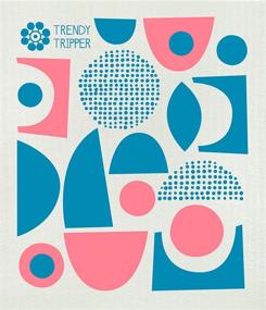 img 1 attached to Modern Abstract Designs Set of 4 Reusable Swedish Dishcloths/Sponge Cloth by Trendy Tripper Jenn Ski - Mid-Century Style (4 Two-Tone Abstract Cobalt Pack)