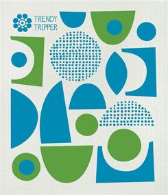 img 3 attached to Modern Abstract Designs Set of 4 Reusable Swedish Dishcloths/Sponge Cloth by Trendy Tripper Jenn Ski - Mid-Century Style (4 Two-Tone Abstract Cobalt Pack)