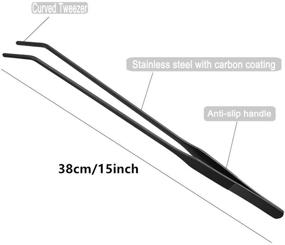 img 3 attached to 🐠 EvaGO 15 inch Black Curved Aquarium Tweezers: Stainless Steel Feeding Tongs for Aquatic Plants, Lizards, Spiders, and Snakes - Rust-Free and Carbonation Protected