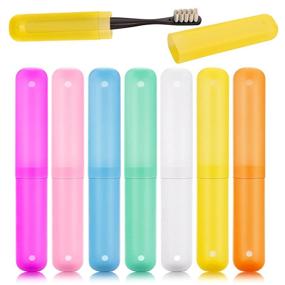 img 4 attached to 🦷 Oomcu Pack of 7 Travel Toothbrush Case Holder: Convenient and Colorful Toothbrush Storage for Home and Outdoor