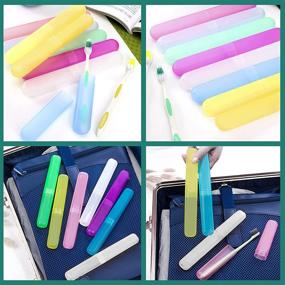 img 2 attached to 🦷 Oomcu Pack of 7 Travel Toothbrush Case Holder: Convenient and Colorful Toothbrush Storage for Home and Outdoor