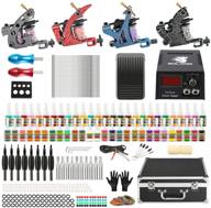 🖌️ solong complete tattoo kit - 4 professional machine guns, 54 inks, power supply, foot pedal, needles, grips, tips, carry case - tk456-us - enhance your tattoo supplies and equipment logo