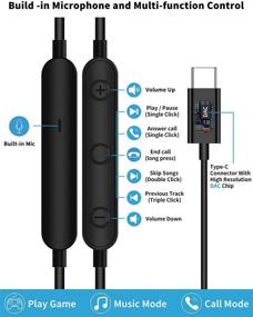 img 2 attached to Премиум-наушники TITACUTE USB C: магнитные наушники для Samsung S21, Galaxy S20 FE, Note 20 и многих других - микрофон высокого качества, регулировка громкости, басовое стерео, шумоподавление - совместимы с iPad Pro, Pixel, OnePlus 9 8T