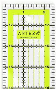 img 1 attached to 🎨 Arteza Quilting Ruler: Laser Cut Acrylic with Double Colored Grid Lines, 2.5" x 18" for Precision Cutting in Quilting, Sewing, and Crafts - Black & Lime Green