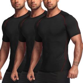 img 4 attached to 👕 COOFANDY Quick Dry Athletic Shirt 3-Pack: Men's Gym Workout Shirts, Short Sleeve Compression T-Shirt Bundle