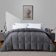 bamboo comforter for hot sleepers - cooling silky soft viscose duvet insert - twin size with 8 corner tabs - all season breathable comforter (64x88 inches, gray) logo