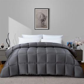 img 4 attached to Bamboo Comforter for Hot Sleepers - Cooling Silky Soft Viscose Duvet Insert - Twin Size with 8 Corner Tabs - All Season Breathable Comforter (64x88 Inches, Gray)