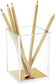 img 2 attached to 📎 Gold Acrylic Pencil and Pen Holder by HBlife - Modern Desktop Stationery Organizer for Office Desk Accessories