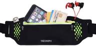 🎒 triomph running belt waist pack - water resistant fitness waist bag for hiking, iphone xs max, xr and large smartphones - 3 pockets with reflective zippers and earphone hole logo