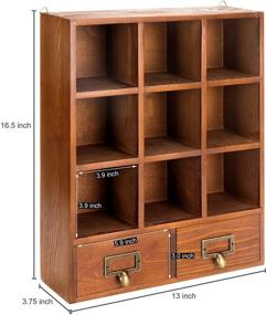 img 1 attached to 📚 Vintage Wooden Display Shelves with Drawers & 9 Compartment Storage: MyGift's 16.5 inch Shadow Box