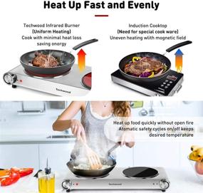 img 1 attached to 🔥 Techwood 1800W Electric Hot Plate: Double Burner Infrared Ceramic Cooktop, Silver Stainless Steel - Upgraded Version