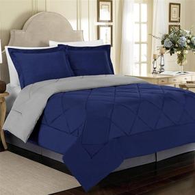 img 1 attached to Cathay Home 90 GSM King Size Blue Reversible Comforter Set: Ultra Soft Microfiber, 3-Piece Set