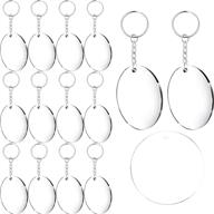 diy crafts supply: 24 acrylic transparent circle discs & key chains for projects, 2 inch logo