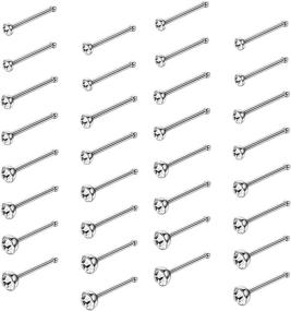 img 4 attached to 💎 Helicopchain Nose Studs for Women Men | Hypoallergenic 316L Stainless Steel CZ Nose Piercing Jewelry | L Shaped Nose Rings Bone Studs Screw Piercing | 20G-22G 1.5mm 2mm 2.5mm 3mm