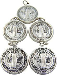 img 1 attached to Silver Toned Saint Benedict Medal Lot - 5-Piece Religious 🔘 Gifts Providing Protection from Evil & Sacramental Devotion - 1 Inch Size