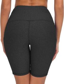 img 2 attached to Custer's High Waist Yoga Shorts with Out Pocket - Tummy Control, Workout, Running, 4-Way Stretch Leggings