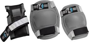 img 1 attached to 👾 Kryptonics Grey Starter Knee, Elbow, and Wrist Pad Set