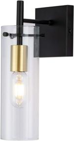 img 4 attached to 🌟 KRASTY Modern Metal Black and Gold Wall Sconces - Stylish Wall Lighting with Clear Glass Shade for Living Room, Bedroom, Bathroom, Hallway, Cabinet